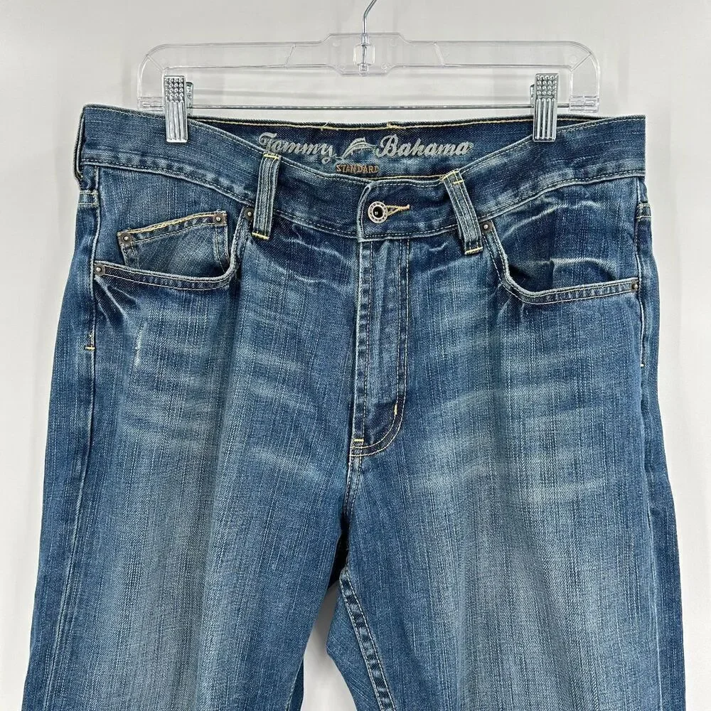 TOMMY BAHAMA Mens Standard Fit Straight Leg Cotton Denim Blue Jeans Size 34 x 30